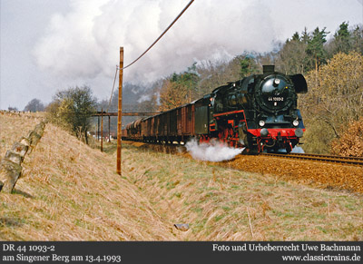 Dreizylinderdampf am Singener Berg - Fotozug am 13. April 1993