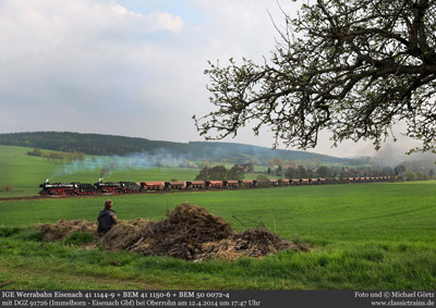 Mit den DR-Dampfloks vor schweren Zügen - Plandampf am 12.4.2014