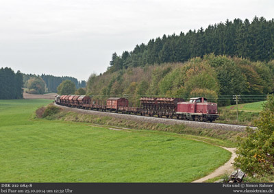 Bundesbahn-Diesel statt -Dampf auf der Paartalbahn - Fotogüterzug am 25.10.2014