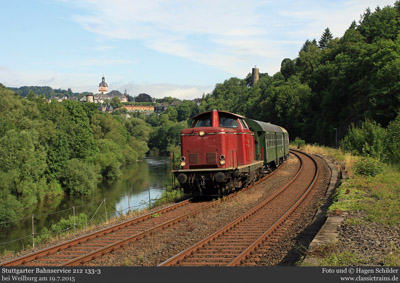 Mit der Bundesbahn-V100 durch das sommerliche Lahntal - Fotozug am 19.7.2015