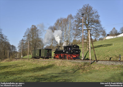Dampfzugbetrieb wie Anfang der 1980er Jahre im Preßnitztal - Fotozug am 6.5.2016