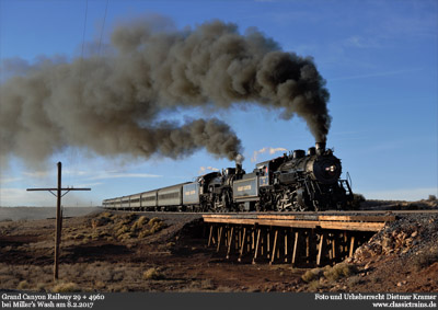 Fotopersonenzüge auf der Grand Canyon Railway - Fotozug am 8.2.2017