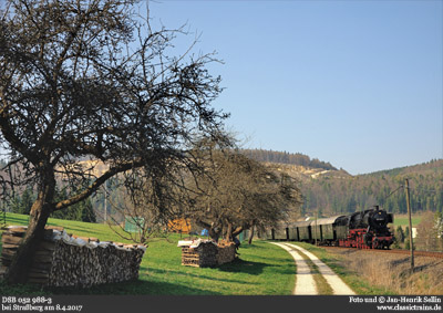 Mit 052 988-3 über Zollernalb-, Süd- und Donautalbahn ins oberschwäbische Allgäu - Tag 1
