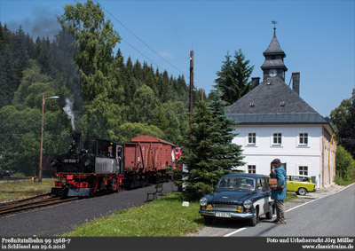Zwei IV K mit Güterzügen auf der Preßnitztalbahn