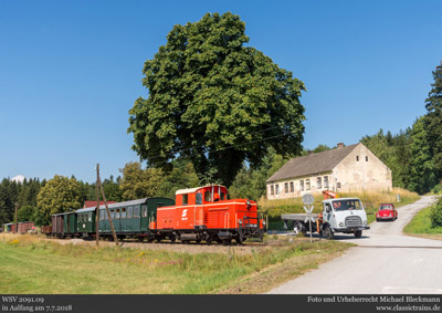 Güter- und Personenzüge wie zu besten ÖBB- Zeiten auf der Waldviertler Schmalspurbahn - Fotozug am 7.7.2018