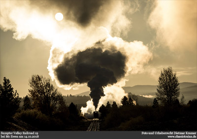 Fotodampf auf der Sumpter Valley Railroad in Oregon