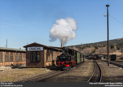 IV K-Dampf auf der Fichtelbergbahn - Fotozug am 22.3.2019